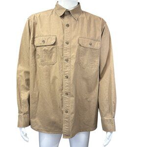 RedHead Button-Down Shirt Mens L Khaki Long Sleeve Cotton Utility Casual